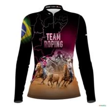 Camisa Agro Brk Team Roping Brasil Feminino 2 com Proteção UV50+ -  Gênero: Feminino Tamanho: Baby Look M
