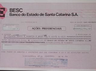 Venda de Ações do Besc - Diversas Cartulas