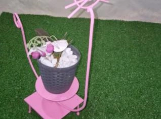 Suporte para Plantas - Gato Rosa Decorativo