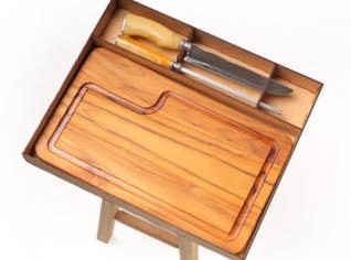 Kit Churrasco: Tábua, Faca Cabo de Osso e Chaira