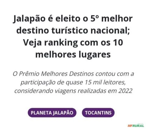 PROPRIEDADE RURAL 44.000,00 M2 COM PONTO TURISTICO - JALAPÃO/TO.