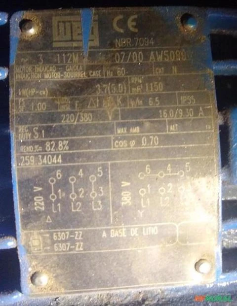 Politriz elétrica 5 cv Trif weg 1100 RPM C6450