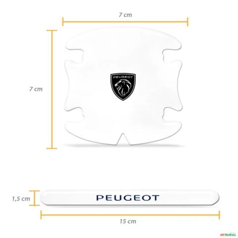 Adesivo Protetor de Maçaneta Peugeot Resinado 8 Peças