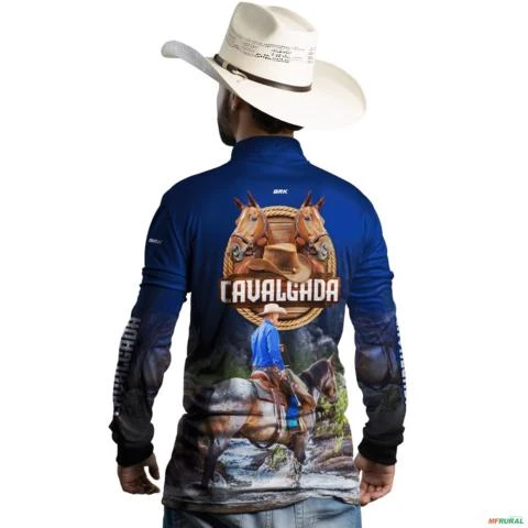 Camisa Agro Azul Brk Cowboy Cavalgada com Uv50 -  Gênero: Masculino Tamanho: GG