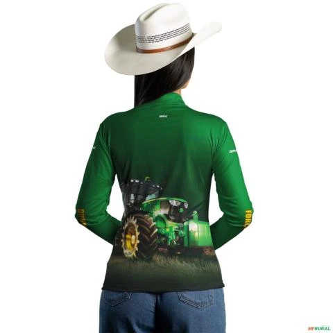 Camisa Agro BRK Força do Agro Trator Verde com UV50 + -  Gênero: Feminino Tamanho: Baby Look PP