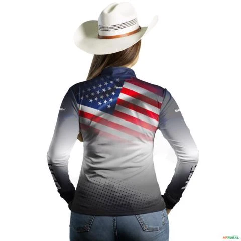 Camisa Agro BRK Branca Estados Unidos com UV50 + -  Gênero: Feminino Tamanho: Baby Look XG