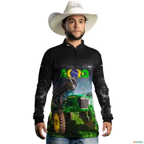 Camisa Agro Brk Preta Agro Pulverizador com Uv50 -  Gênero: Masculino Tamanho: GG