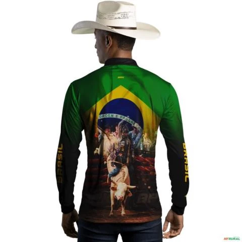 Camisa Agro Brk Rodeio Brasil com Proteção Solar UV  50+ -  Gênero: Masculino Tamanho: G