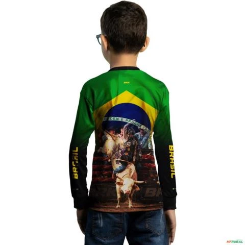 Camisa Agro Brk Rodeio Brasil com Proteção Solar UV  50+ -  Gênero: Infantil Tamanho: Infantil XXG