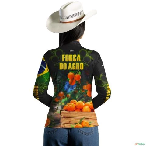Camisa Agro Brk Cultivo Frutas Produtor de Laranja com Proteção UV  50+ -  Gênero: Feminino Tamanho: Baby Look XG