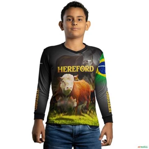 Camisa BRK Agro Raça Hereford com Proteção Solar UV  50+ -  Gênero: Infantil Tamanho: Infantil GG