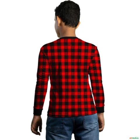 Camisa Country BRK Masculina Xadrez  Vermelho com UV50 + -  Gênero: Infantil Tamanho: Infantil GG