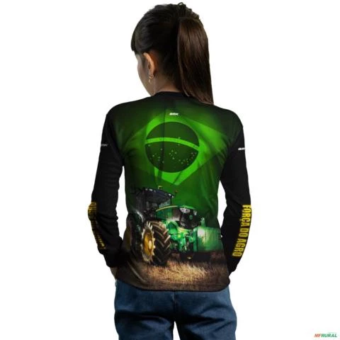Camisa Agro BRK Preta Trator Verde com UV50 + -  Gênero: Infantil Tamanho: Infantil PP
