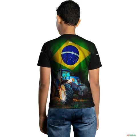 Camiseta Agro Brk Trator Holland Brasil com Uv50 -  Gênero: Infantil Tamanho: Infantil G