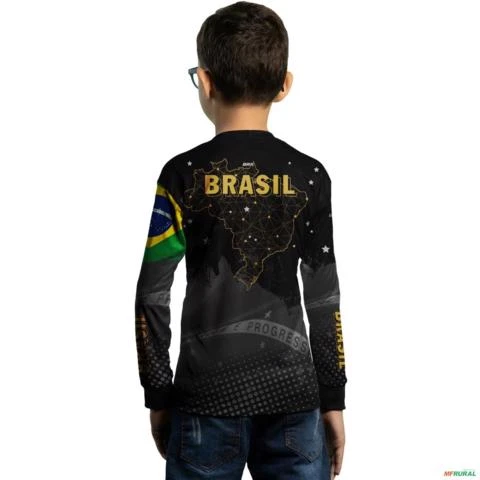 Camisa Agro Brk Brasil Preta com Uv50 -  Gênero: Infantil Tamanho: Infantil P