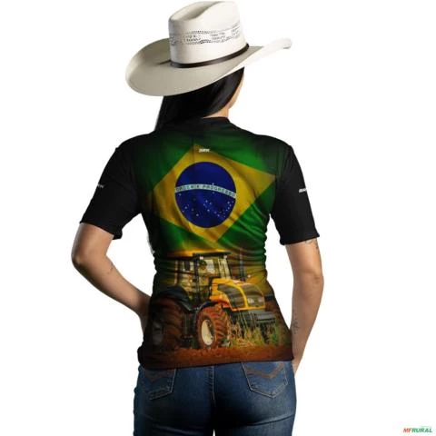 Camiseta Agro Brk Trator Brasil com Uv50 -  Gênero: Feminino Tamanho: Baby Look G