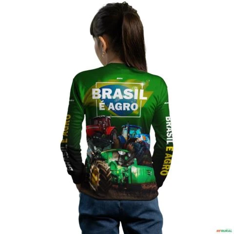 Camisa Agro Brk Verde Brasil é Agro com UV50 + -  Gênero: Infantil Tamanho: Infantil PP