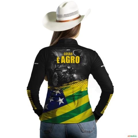 Camisa Agro BRK Goiás é Agro com UV50 + -  Tamanho: Baby Look G