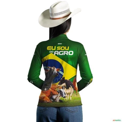 Camisa Agro Brk Brasil Agro 2 com Uv50 -  Gênero: Feminino Tamanho: Baby Look PP