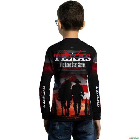 Camisa Country BRK Preta Cavalgada Texas com UV50 + -  Gênero: Infantil Tamanho: Infantil P