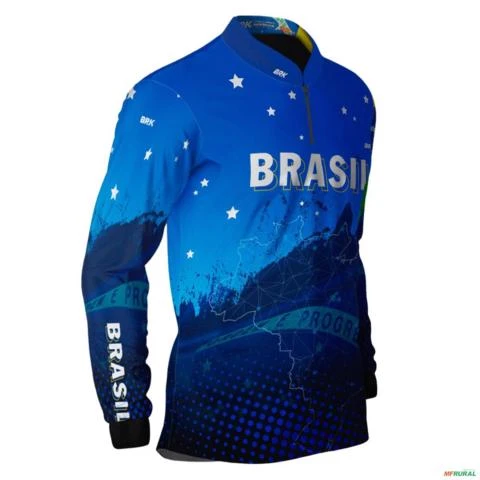 Camisa Agro BRK Azul Brasil Agro com UV50 + -  Gênero: Feminino Tamanho: Baby Look M