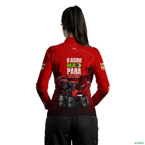 Camisa Agro BRK Vermelha O Agro Não Para com UV50 + -  Gênero: Feminino Tamanho: Baby Look XXG