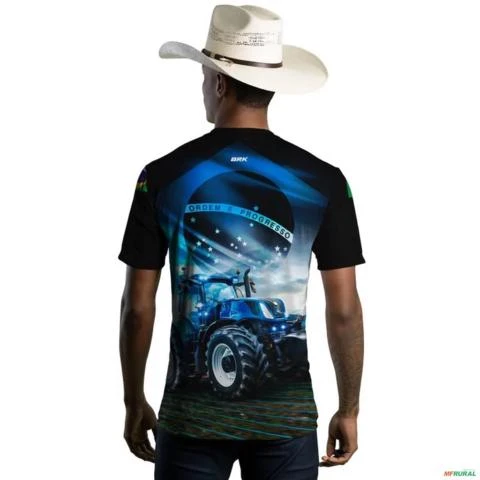 Camiseta Agro Brk O Agro Não Para Azul Proteção Solar UV50+ -  Gênero: Masculino Tamanho: M