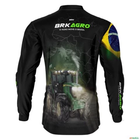 Camisa Agro BRK Preta O Agro Move o Brasil Trator com UV50 + -  Gênero: Masculino Tamanho: G