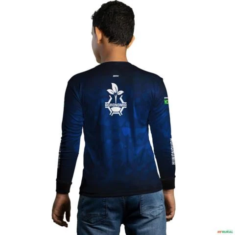 Camisa Agro BRK Azul Símbolo Agronomia com UV50 + -  Gênero: Infantil Tamanho: Infantil P