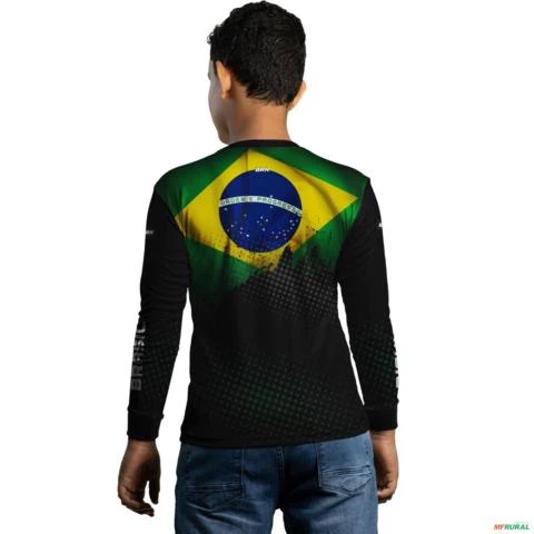 Camisa Agro BRK Bandeira Brasil com UV50 + -  Gênero: Infantil Tamanho: Infantil G1