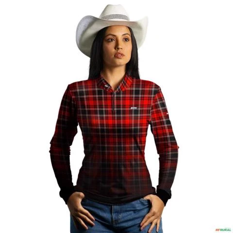 Camisa Country BRK Feminina Xadrez Vermelho com UV50 + -  Gênero: Feminino Tamanho: Baby Look PP
