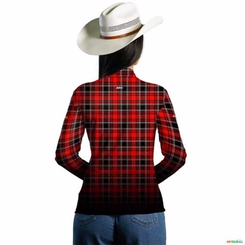 Camisa Country BRK Feminina Xadrez Vermelho com UV50 + -  Gênero: Feminino Tamanho: Baby Look PP