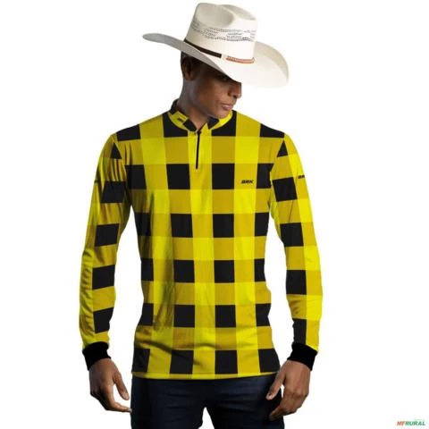Camisa Agro BRK Amarela Xadrez Lenhador com UV50 + -  Gênero: Masculino Tamanho: P