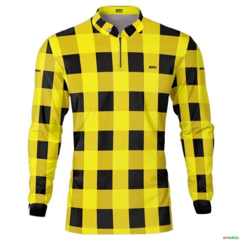 Camisa Agro BRK Amarela Xadrez Lenhador com UV50 + -  Gênero: Feminino Tamanho: Baby Look M
