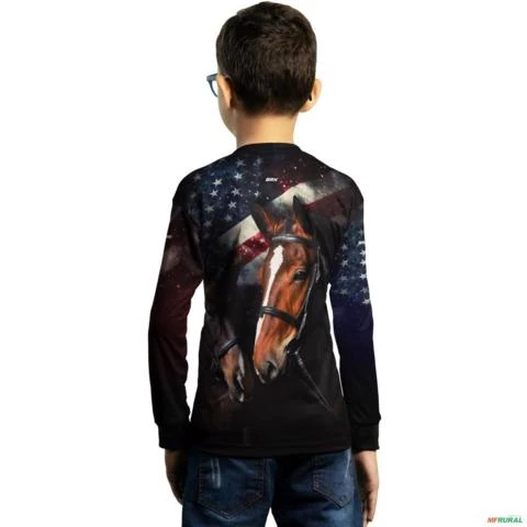 Camisa Agro BRK  American Quarter Horse 2.0 com UV50  - Tamanho: Infantil M