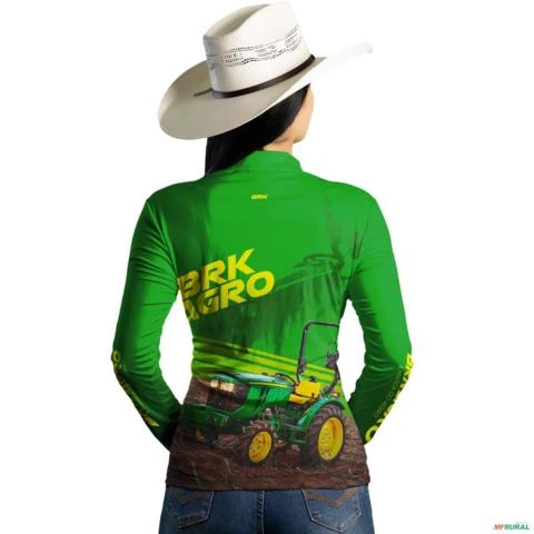 Camisa Agro BRK Trator Estreito 3036EN Verde com UV50+ -  Gênero: Feminino Tamanho: Baby Look P
