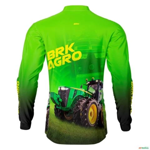 Camisa Agro BRK Trator 8250R Verde com UV50+ -  Gênero: Masculino Tamanho: G1
