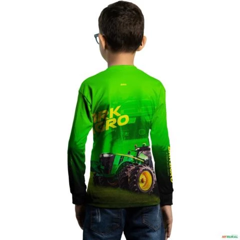 Camisa Agro BRK Trator 8250R Verde com UV50+ -  Gênero: Infantil Tamanho: Infantil M