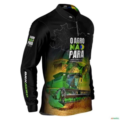 Camisa Agro Brk O Agro Não Para Trator Verde com Uv50 -  Gênero: Masculino Tamanho: P