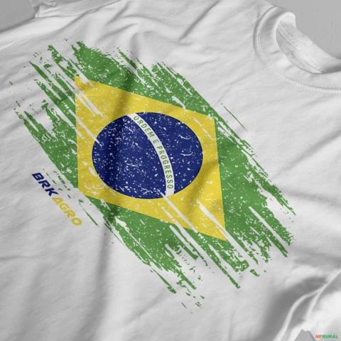 Camiseta Agro Brk Bandeira do Brasil Algodão Egípcio -  Cor: Branco Tamanho: G