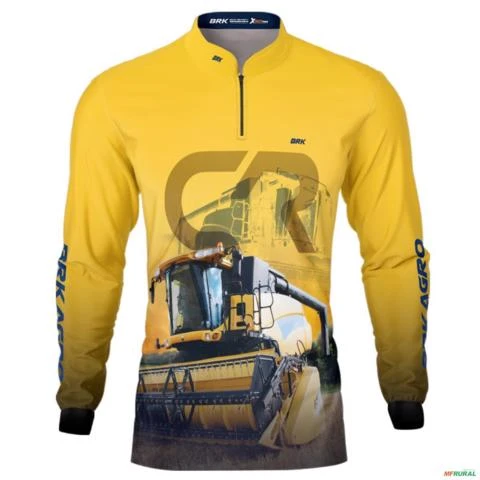 Camisa Agro BRK Colheitadeira CR Amarela com Proteção UV50+ -  Gênero: Masculino Tamanho: G2