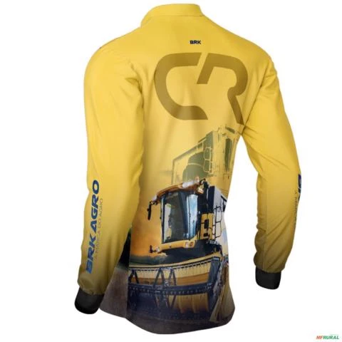 Camisa Agro BRK Colheitadeira CR Amarela com Proteção UV50+ -  Gênero: Masculino Tamanho: G2