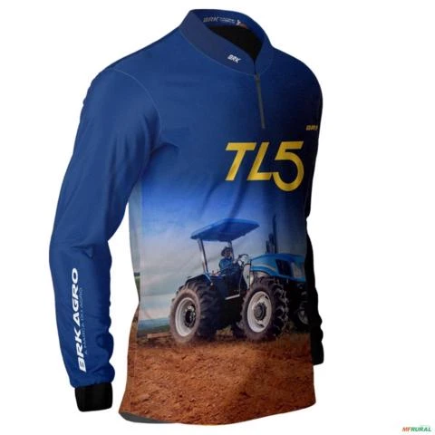 Camisa Agro BRK Degradê Azul Trator TL5 com UV50+ -  Gênero: Masculino Tamanho: GG
