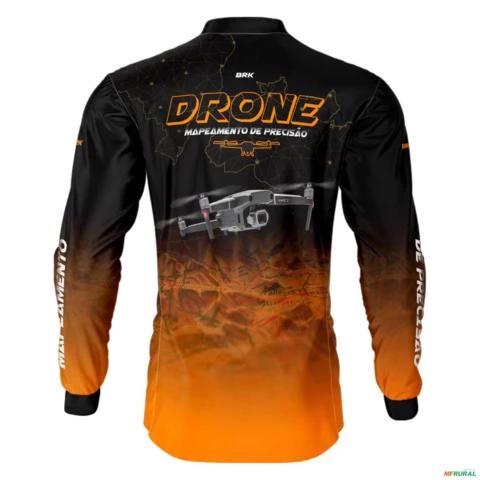 Camisa Agro BRK Drone Mapeamento DJI Laranja com UV50 + -  Gênero: Masculino Tamanho: P