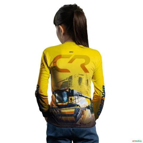 Camisa Agro BRK Colheitadeira CR Amarela com Proteção UV50+ -  Gênero: Infantil Tamanho: Infantil PP