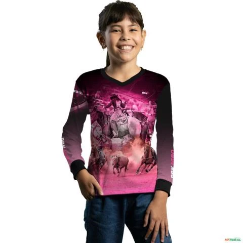 Camisa Agro Feminina BRK Team Roping Rosa UV50+ -  Gênero: Infantil Tamanho: Infantil PP