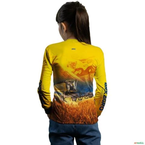 Camisa Agro BRK Colheitadeira Amarela Com Proteção UV50 + -  Gênero: Infantil Tamanho: Infantil P