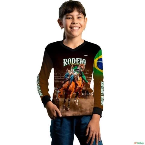 Camisa Agro BRK Rodeio Bareback Com UV50+ -  Gênero: Infantil Tamanho: Infantil P