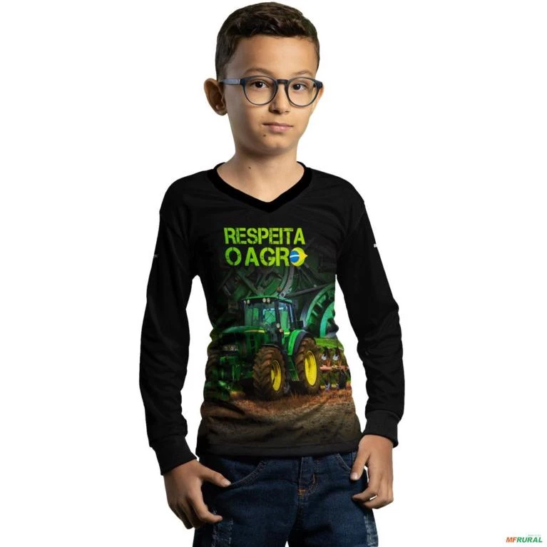 Camisa Agro BRK Respeita o Agro com UV50 + -  Gênero: Infantil Tamanho: Infantil XXG