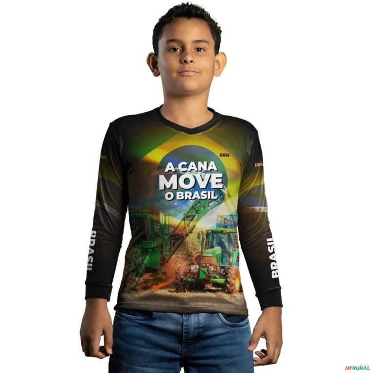 Camisa Agro BRK A Cana Move o Brasil com UV50 + -  Gênero: Infantil Tamanho: Infantil G